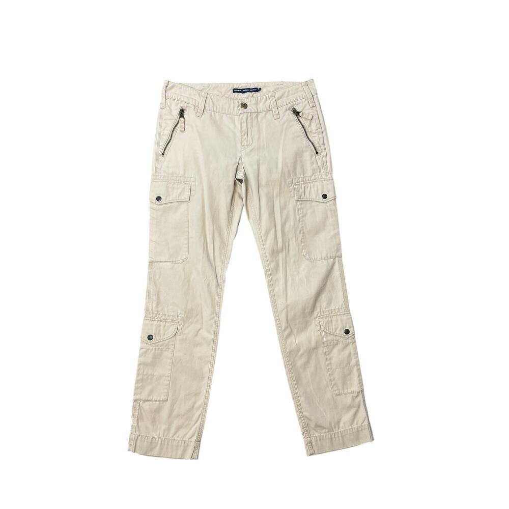 Y2K Vintage Ralph Lauren Sport Khaki Straight Leg Cargo Pants Size 8 Gorpcore